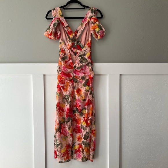 NWT For Love and Lemons Beth Midi Floral Lace Dress in Pink - Picture 4 of 12